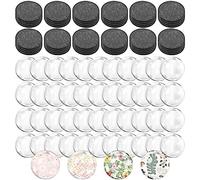 Louttary 48 Sets Glass Ceramic Magnet Fridge Magnet Black with Adhesive Backing and Transparent Clear Glass Dome Cabochons
