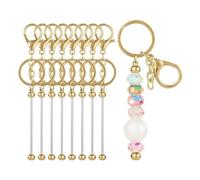 Louttary 8 Pièces Barres de Porte-Clés Perlées Vierges Perlées Accessoires de Porte-Clés Bricolage pour Femmes Bricolage B