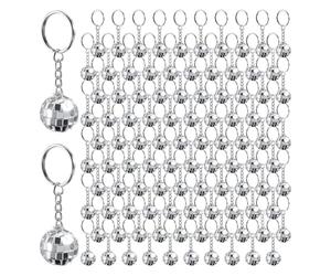 Louttary 96 Pièces Mini Porte-Clés Boule Disco Faveurs Boule Disco Miroir Années 70 80 90 Porte-Clés Disco en Vrac Argent Accessoires Disco