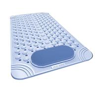 Louttary Bathtub Mat Non- Rubber Shower Mat with Drain Holes Suction Cups, Quick Drain, Feet Massage, Bath Mat Blue
