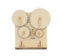 Louttary Bricolage en Bois Roue Dentée Électrique Expérience Scientifique Technologie Puzzle Kit Apprentissage Matériel Éducatif 85x75x100mm pour Les Enfants