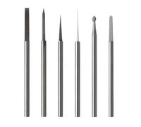 Louttary Ensemble de Couteaux de Gravure en Acier Tungstène en 6 Pièces, Embouts de Fraise en Olive et en Acier Argenté, de Forme D'Épée, avec Tige de 3,0 Mm.