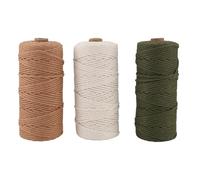 Louttary Lot de 3 Fils de Macramé - Cordon en Coton pour Projets de Bricolage Tapisserie Attrape-RêVes - Cordon en Coton - Blanc Vert Olive Rose
