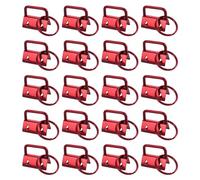 Louttary Matériel de Porte-Clés avec Anneaux de Porte-Clés pour Sangle de Sac, Matériel de Porte-Clés en Métal Rouge 20 Pièces