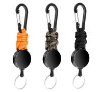Louttary Paquet de 3 Porte-Clés Rétractables, Porte-Badge à Cordon Rétractable Robuste, Clip Rétractable, Porte-Clés Rétractable, Porte-Clés Facile à Installer