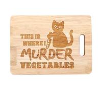 Louttary Planche à découper amusante en forme de chat avec inscription « This is Where I Murder » - Pour décongeler - Vegan