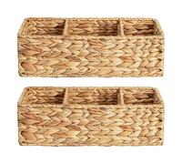 Louttary Storage Basket Wicker Storage Basket for Shelves, Hand-Woven Water Hyacinth Storage Baskets, 2-Pack