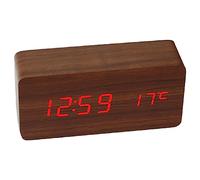 Louttary Wooden Square Desk Clock LED Digital Display Alarm Clock Temperature Display Clock for Bedroom Decoration Clock Brown