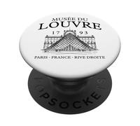 Louve Museum Paris France Line Art Impression Noir PopSockets PopGrip Adhésif