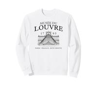 Louve Museum Paris France Line Art Impression Noir Sweatshirt