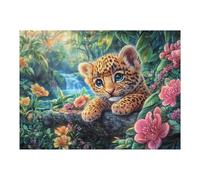 Louveteau de léopard dans la Jungle 500 Pieces Casse-tête Collectionneur en Carton Anti-Déchirure Haute Difficulté Décoration Murale Collection Cadeau Noël Qualité Premium 500 PCS