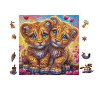 Louveteau Lions 100 Pieces Casse-tête Créatif en Carton Épais Difficulté Moyenne Activité Manuelle Loisir Créatif Cadeau Créatif Événement Festif Premium 28x28cm