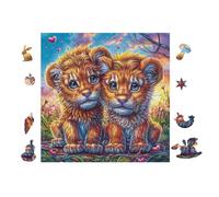 Louveteau Lions 100 Pieces Casse-tête Famille en Carton Épais Anti-Déchirure Difficulté Moyenne Jeu De Société Anti-Stress Loisir Créatif Pas Cher Premium 28x28cm