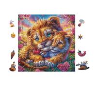 Louveteau Lions 100 Pièces Puzzle Créatif en Carton Anti-Déchirure Difficulté Moyenne Activité Manuelle Loisir Créatif Cadeau Fête des Mères Premium 28x28cm