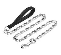 Louvra Laisse en Metal Antirouille pour Chien Solide Educative Lead Leash Classique Simple Souple avec Poignée en Nylon Confortable pour Randonnée Marcher Le Chien (M, Noir)