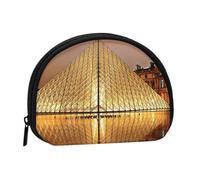 Louvre Museum in Paris Mini porte-monnaie en coquillage - Portefeuille compact zippé pour pièces de monnaie, clés et petits objets