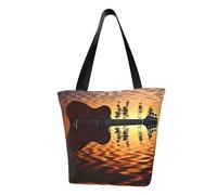 Louvre Museum In Paris Sac à main Sac à main pour femme Sac fourre-tout grande capacité Convient pour le shopping, la plage, le fitness, Lake Guitar Reflection, Taille unique