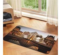 Louvre Museum in Paris Tapis d'alimentation absorbant en cuir synthétique pour chien et chat - Protège les sols - Envers en caoutchouc antidérapant - Facile à nettoyer - 30 x 45 cm