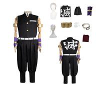 LOUYBCT Costume de cosplay U'zui T'engen anime avec perruque Tenue de déguisement garçon Ensemble complet T-shirt short uniforme Vêtements pour jeux de rôle Idéal pour la danse le carnaval Halloween