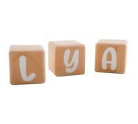 Louyou Cubes en Bois de 5cm x 5cm Kits de 3 Cubes avec Stickers Blanc - Lettres en Bois Grande Taille, Prénom Personnalisé, Décoration Chambre Bébé et Enfant, Cadeau Naissance et Cadeau personnalisé