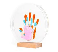 LouYou Empreintes de Bonheur - Kit Empreinte de mains Famille de 4 - Couleurs Pastel - Cadeau Naissance Bébé Fille ou Garçon - Fête des Mères ou des Pères - Coffret Souvenir - Made in France