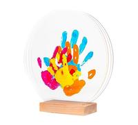 LouYou Empreintes de Bonheur - Kit Empreinte de mains Famille de 4 - Couleurs Peps - Cadeau Naissance Bébé Fille ou Garçon - Fête des Mères ou des Pères - Coffret Souvenir - Made in France