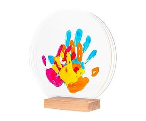 LouYou Empreintes de Bonheur - Kit Empreinte de mains Famille de 4 - Couleurs Peps - Cadeau Naissance Bébé Fille ou Garçon - Fête des Mères ou des Pères - Coffret Souvenir - Made in France