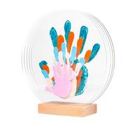 LouYou Empreintes de Bonheur - Kit Empreinte de mains Famille de 5 - Couleurs Pastel - Cadeau Naissance Bébé Fille ou Garçon - Fête des Mères ou des Pères - Coffret Souvenir - Made in France