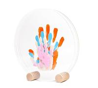 LouYou Empreintes de Bonheur - Kit Empreinte Famille de 4 Made in France Pastel - Coffret Naissance - Idée Cadeau Anniversaire - Fête des Mères - Support bois - 4 plexiglass