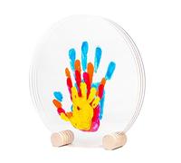 LouYou Empreintes de Bonheur - Kit Empreinte Famille de 4 Made in France Peps - Coffret Naissance - Idée Cadeau Anniversaire - Fête des Mères - Support bois - 4 plexiglass