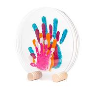 LouYou Empreintes de Bonheur - Kit Empreinte Famille de 5 Made in France Nacré - Coffret Naissance - Idée Cadeau Anniversaire - Fête des Mères - Support bois - 5 plexiglass