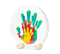 LouYou Empreintes de Bonheur - Kit Empreinte Famille de 5 Made in France Peps - Coffret Naissance - Idée Cadeau Anniversaire - Fête des Mères - Support bois - 5 plexiglass