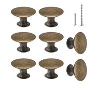 LOUZAGO Lot de 8 boutons d'armoire en laiton antique de 3,8 cm - Boutons de tiroir ronds de cuisine, de commode, de tiroir, d'armoire avec vis (laiton antique)