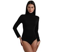 Lovable Body Con Collo Alto Lupetto in Tessuto Thermaltech-Cotone E Viscosa Elasticizzati, Traspirante-Maglieria T-Shirt à Manches Longues, Noir, X-Large Femmes