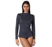 Lovable Con Collo Alto A Vulcano E Cuciture Piatte E Morbide in Costina-Maglieria T-Shirt à Manches Longues, Gris Anthracite, X-Large Femmes