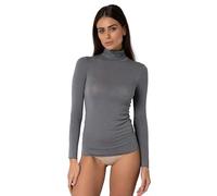 Lovable Con Collo Alto Lupetto E Finiture Invisibili-Modal E Cashmere Elasticizzato-Traspirante, Calda E Morbida-Maglieria T-Shirt à Manches Longues, Gris Anthracite, X-Large Femmes