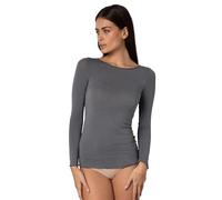 Lovable Con Scollo A Barchetta E Finiture Invisibili-Modal E Cashmere Elasticizzato-Traspirante, Calda E Morbida-Maglieria T-Shirt à Manches Longues, Gris Anthracite, X-Large Femmes
