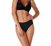 LOVABLE Invisible Exclusive Slip Moyen en Microfibre et Dentelle pour Femme, Noir, L