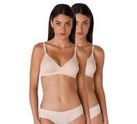Lovable Soutien-Gorge sans Rembourrage et sans Armature, Coton élastique, Bretelles avec réglage Avant, Paquet de 2, Coton Ligne Femme, Skin, 100D