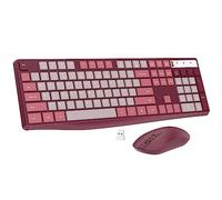 Lovaky Ensemble clavier et souris sans fil 2,4 G avec clavier ergonomique et souris 3 DPI réglables, clic silencieux pour ordinateur/ordinateur portable/Windows/Mac Rose