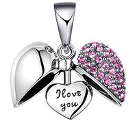 LOVANS Amour Cœur Charms 925 Argent Sterling Femmes Perles Charme Breloque Bead Compatible pour Européen Bracelets (Pink)