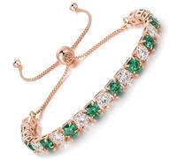 LOVANS Bracelet Femme Tennis Rivière Bijoux Zircones Cristal Réglable Placage Or Rose, Pour Poignet de 8 à 22 cm, Idée Cadeau Petite Amie Saint-Valentin [Vertes et Blanches]