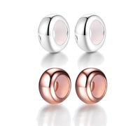 LOVANS Clip Charms Femme en Argent Sterling 925, 2 pcs Argent + 2 pcs Or Rose, Bloqueur Stopper Séparateur pour Bracelet, Cadeau pour Maman Fille