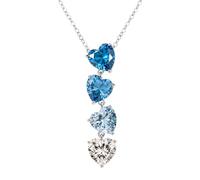 LOVANS Collier Coeur Pendentif Femme Argent 925, Collier Y Ras de Cou avec Zircone 5A Bleu Dégradé, Bijoux Fantaisie Cadeau Anniversaire Saint Valentin pour Femme Soeur