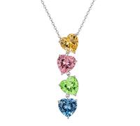 LOVANS Collier Coeur Pendentif Femme Argent 925, Collier Y Ras de Cou avec Zircone 5A Multicolore, Bijoux Fantaisie Cadeau Anniversaire Saint Valentin pour Femme Soeur