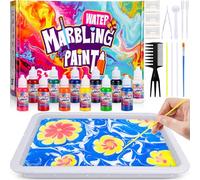 Lovchil Kit de Peinture Marbrée à l'eau pour Enfants, Bricolage Enfant 12 Couleurs 6 Papillons Activite Manuelle Fille 6 ans Kit Peinture Enfant Cadeaux pour Filles et Garçons de 6 8 9 10 11 12 ans