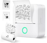 Imprimante Etiquette Autocollante, Imprimante Thermique Bluetooth Monochrome, Mini imprimante Autocollant Rouleaux de 2 Étiquettes Autocollantes, Adaptés pour L'école et Le Milieu Professionnel