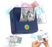 Lovcoyo Imprimante Thermique Bluetooth Monochrome,Mini imprimante Rouleaux Personnalisés de 2 Étiquettes Autocollantes, Adaptés pour L'école et Le Milieu Professionnel (Bleu, X6+2Roll)