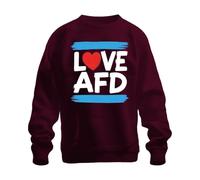 Love AfD Sweat-shirt avec cœur rouge et déclaration politique, bordeaux, taille L