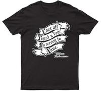 Love All Trust A Few Do Wrong to None Mens T Shirt Funny Graphics Shakespeare Quote Saying Tee Manches Courtes(Small)